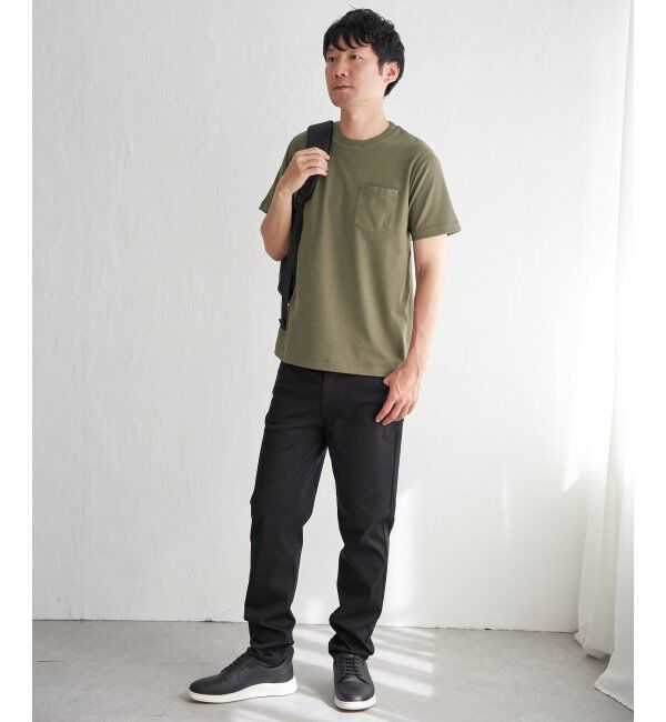 ikka「ライトダンボールジャカード襟ダブルフェイスTシャツ」|Tシャツ・カットソー|