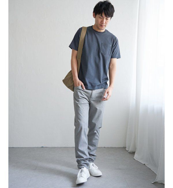 ikka「ライトダンボールジャカード襟ダブルフェイスTシャツ」|Tシャツ・カットソー|