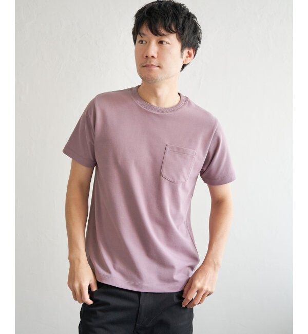 ikka「ライトダンボールジャカード襟ダブルフェイスTシャツ」|Tシャツ・カットソー|