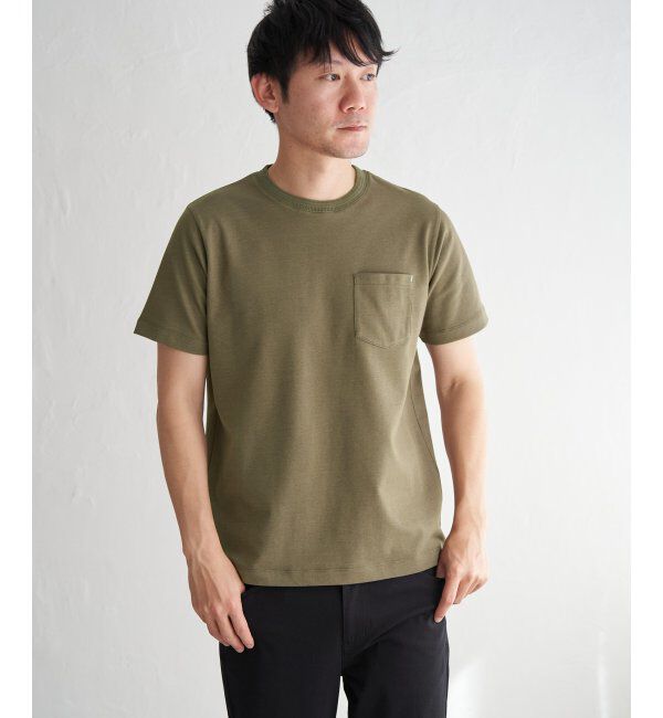 ikka「ライトダンボールジャカード襟ダブルフェイスTシャツ」|Tシャツ・カットソー|