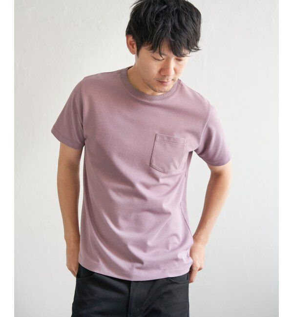 ikka「ライトダンボールジャカード襟ダブルフェイスTシャツ」|Tシャツ・カットソー|ピンク