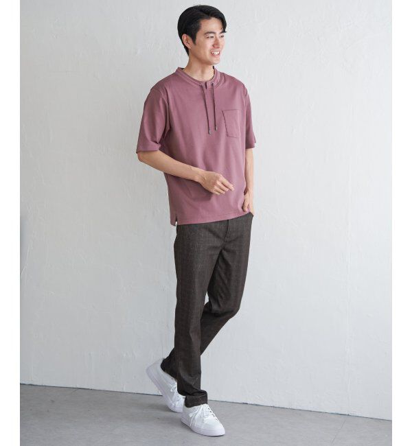 ikka「冷感ルーイカラー5分袖ポケT」|Tシャツ・カットソー|