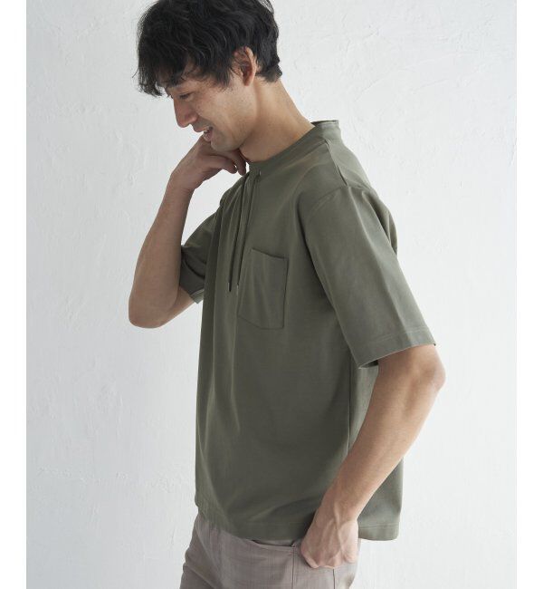 ikka「冷感ルーイカラー5分袖ポケT」|Tシャツ・カットソー|