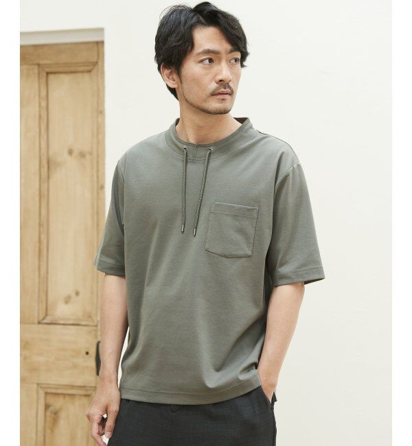 ikka「冷感ルーイカラー5分袖ポケT」|Tシャツ・カットソー|