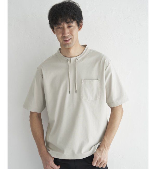 ikka「冷感ルーイカラー5分袖ポケT」|Tシャツ・カットソー|