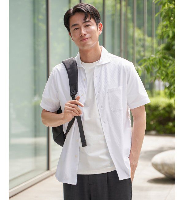 IKKA LOUNGE「【吸水速乾／イージーケア】アーバンドライ フルオープンポロシャツ」|Tシャツ・カットソー|ホワイト