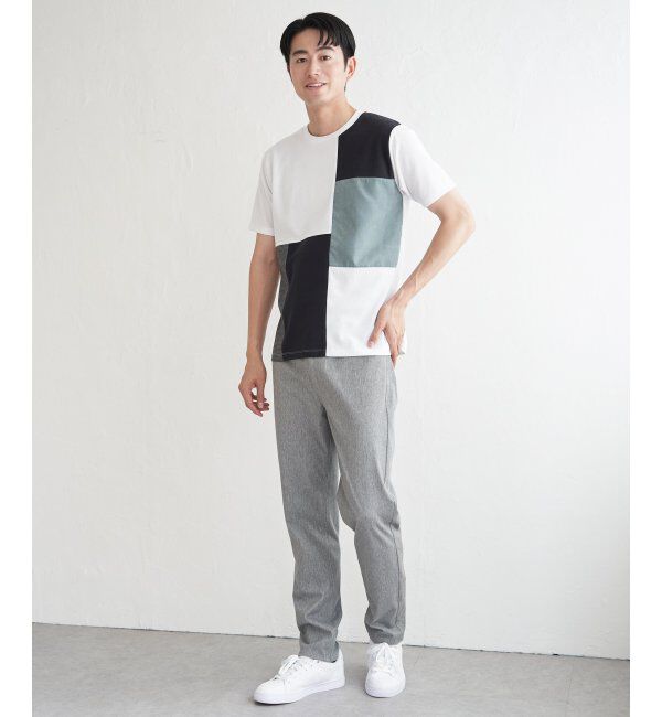 ikka「ブロックスCHスエード切り替えTシャツ」|Tシャツ・カットソー|