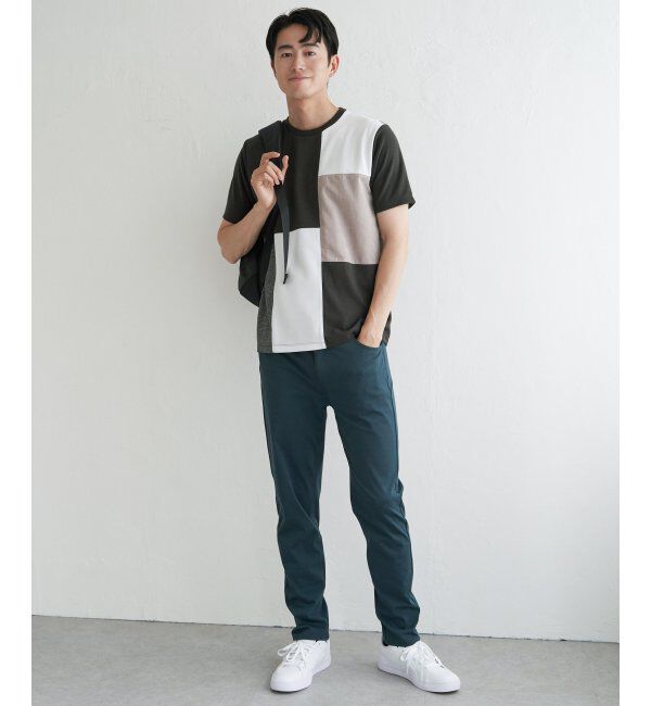 ikka「ブロックスCHスエード切り替えTシャツ」|Tシャツ・カットソー|