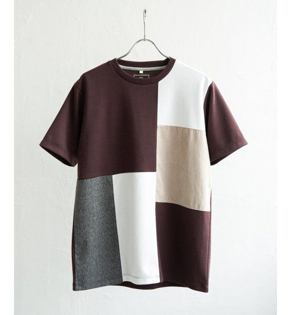 ikka「ブロックスCHスエード切り替えTシャツ」|Tシャツ・カットソー|