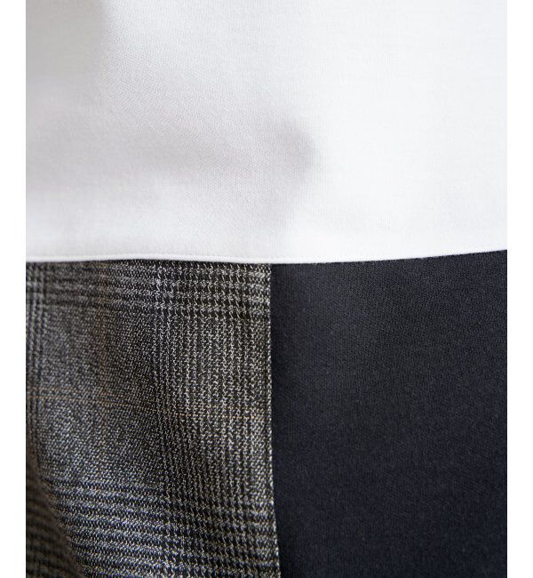 ikka「ブロックスCHスエード切り替えTシャツ」|Tシャツ・カットソー|