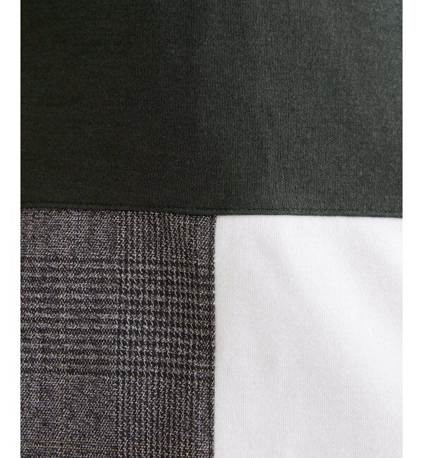 ikka「ブロックスCHスエード切り替えTシャツ」|Tシャツ・カットソー|