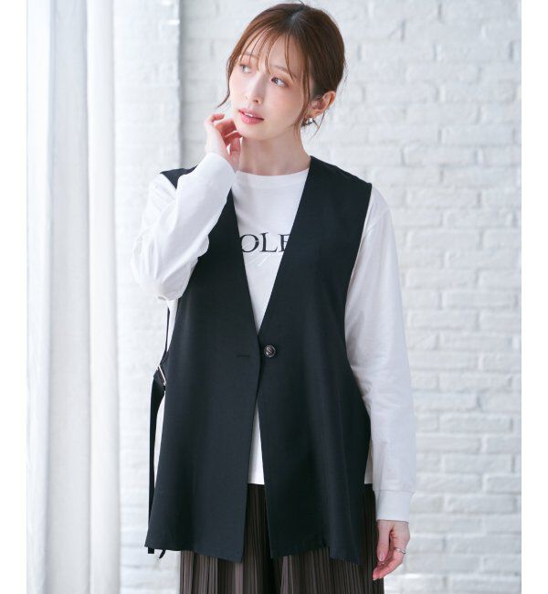 ikka「ドライタッチサイドスリットジレ」|ダウンベスト・ベスト|ブラック