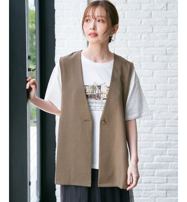 ikka「ドライタッチサイドスリットジレ」|ダウンベスト・ベスト|