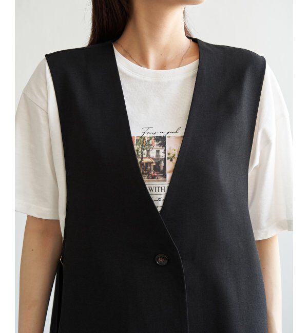 ikka「ドライタッチサイドスリットジレ」|ダウンベスト・ベスト|
