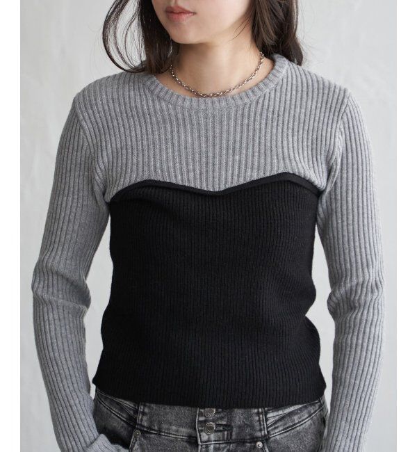 VENCE share style「ウールライクビスチェ見え配色プルオーバー」|タンクトップ|