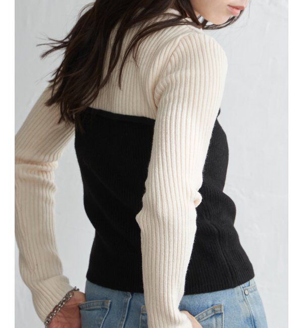 VENCE share style「ウールライクビスチェ見え配色プルオーバー」|タンクトップ|