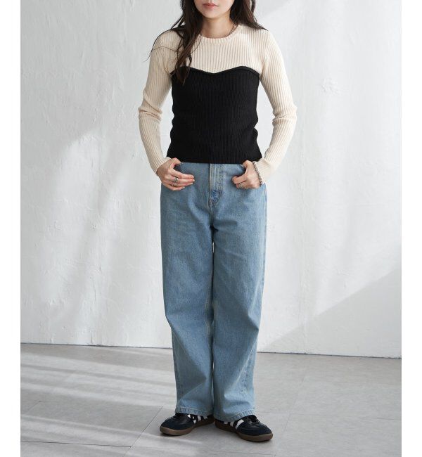 VENCE share style「ウールライクビスチェ見え配色プルオーバー」|タンクトップ|