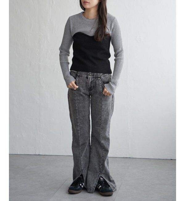 VENCE share style「ウールライクビスチェ見え配色プルオーバー」|タンクトップ|