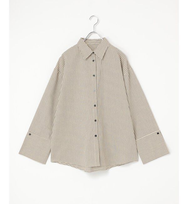 VENCE share style「チェックオーバーサイズPKシャツ」|シャツ・ブラウス|アイボリー