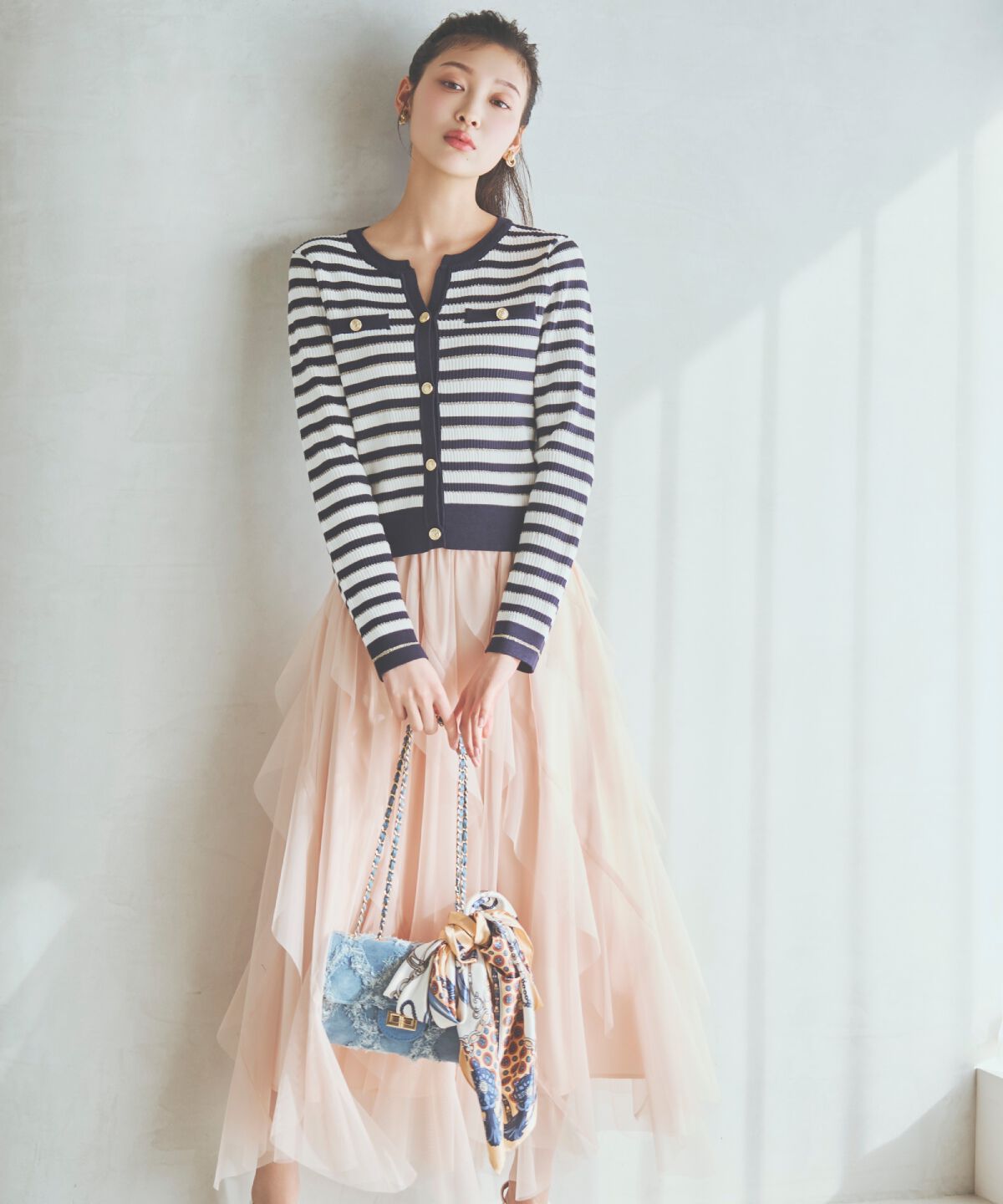 アンドクチュール「ラッフルフリルチュールスカート」|フレア|