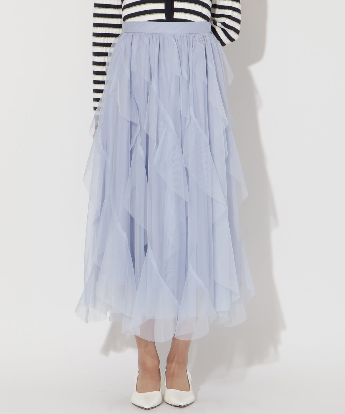 アンドクチュール「ラッフルフリルチュールスカート」|フレア|