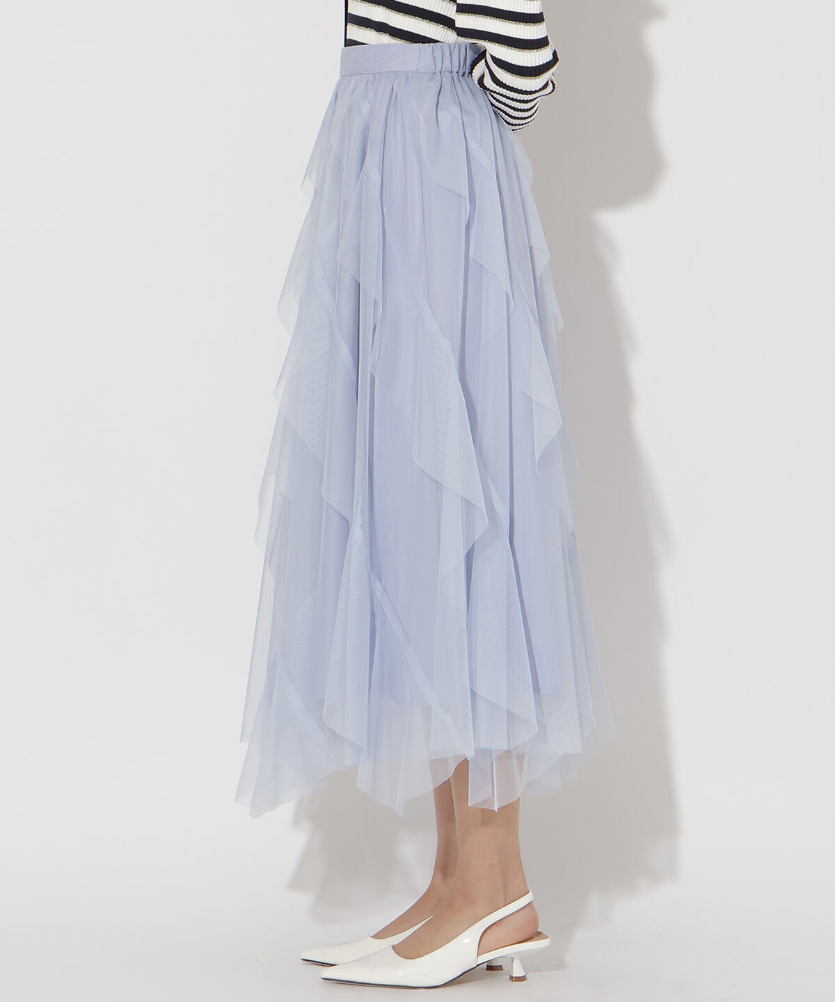 アンドクチュール「ラッフルフリルチュールスカート」|フレア|