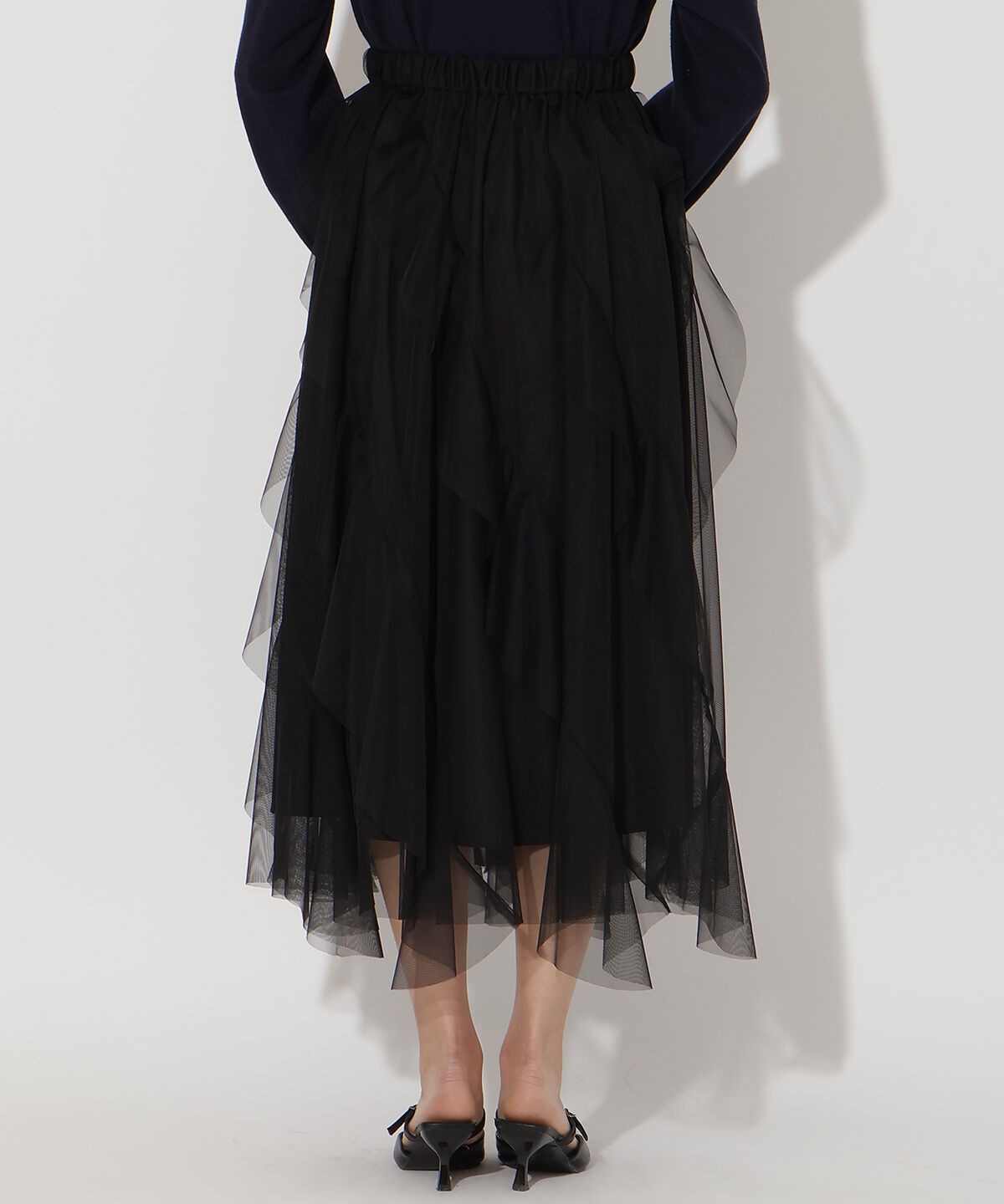 アンドクチュール「ラッフルフリルチュールスカート」|フレア|