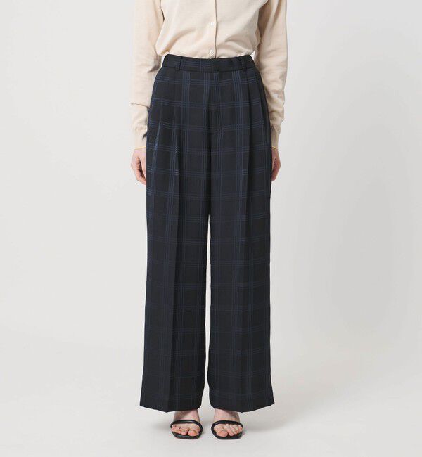 UNITED ARROWS「チェック 2タック ワイドパンツ ‐ウォッシャブル‐」|スラックス|