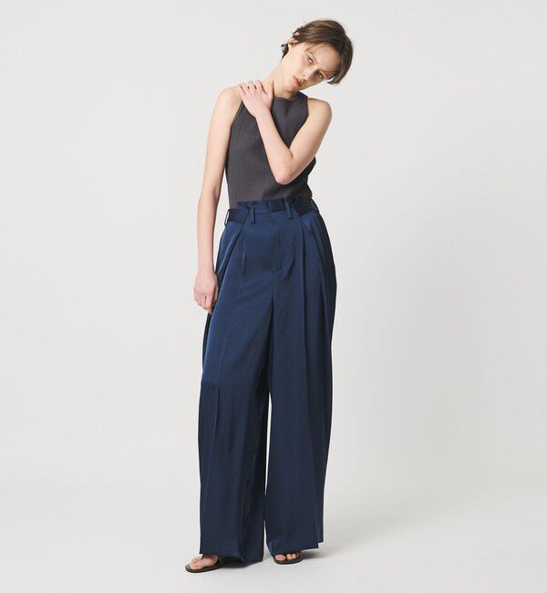AEWEN MATOPH「＜AEWEN MATOPH＞サテンインタックパンツ ‐ ウォッシャブル - 」|その他|NAVY