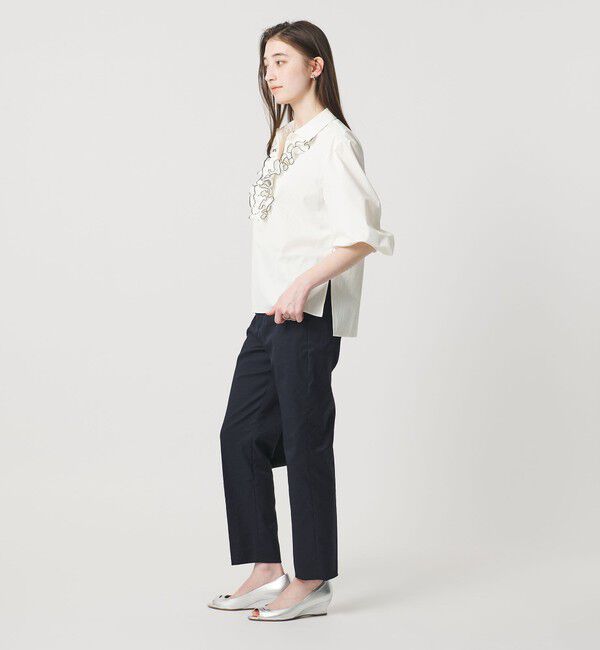UNITED ARROWS「メロー フリル スキッパー パフ ブラウス ‐防しわ 吸水速乾 UVカット 遮熱性 接触冷感 ウォッシャブル‐」|シャツ・ブラウス|