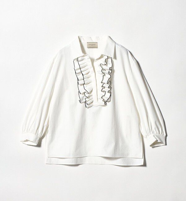 UNITED ARROWS「メロー フリル スキッパー パフ ブラウス ‐防しわ 吸水速乾 UVカット 遮熱性 接触冷感 ウォッシャブル‐」|シャツ・ブラウス|