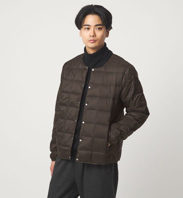 UNITED ARROWS green label relaxing「＜TAION＞クルーネック ボタン ダウンジャケット」|ダウン|DK.BROWN