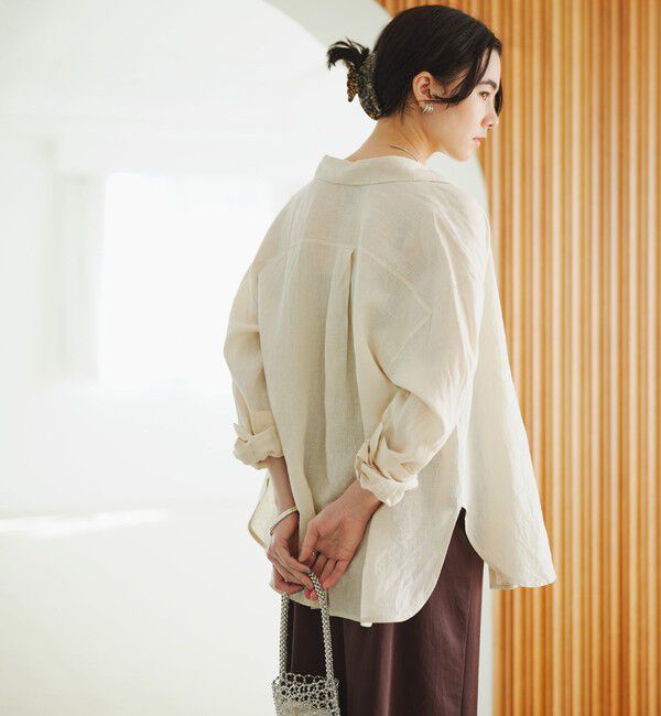 UNITED ARROWS green label relaxing「【結論シリーズ】リネン2WAYシャツ［size SHORTあり］」|シャツ・ブラウス|NATURAL