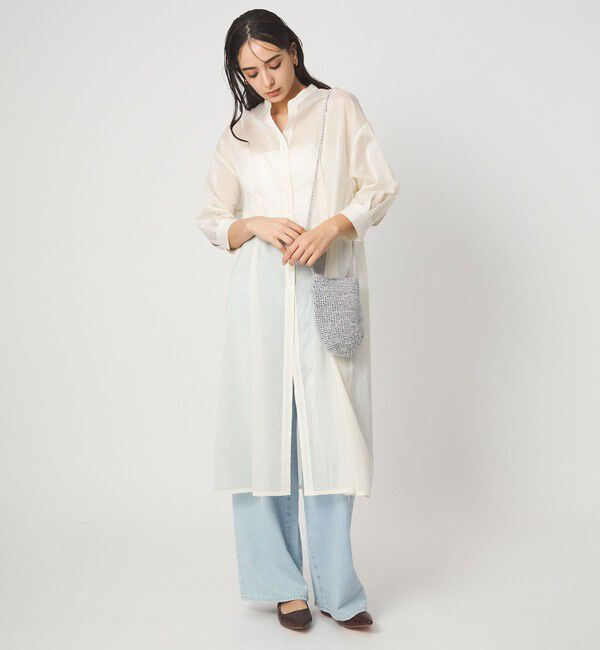 UNITED ARROWS green label relaxing「シアー ストライプ シャツワンピース」|ワンピース|OFF WHITE