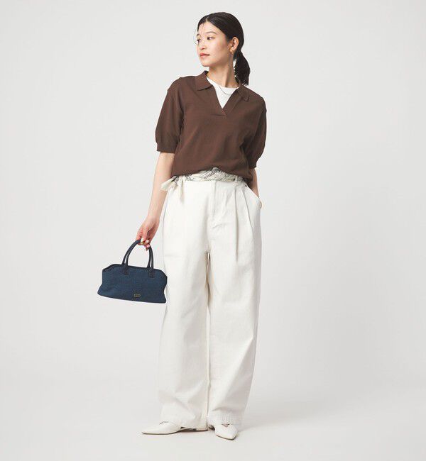 UNITED ARROWS green label relaxing「【WEB限定】＜at ease＞エリツキ スキッパー ニット 接触冷感 UVカット 遮熱」|ニット・セーター|