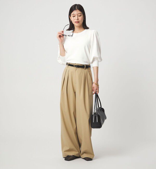 UNITED ARROWS green label relaxing「【WEB限定】＜at ease＞袖ボリューム ニット ウォッシャブル 接触冷感 UVカット 遮熱」|ニット・セーター|