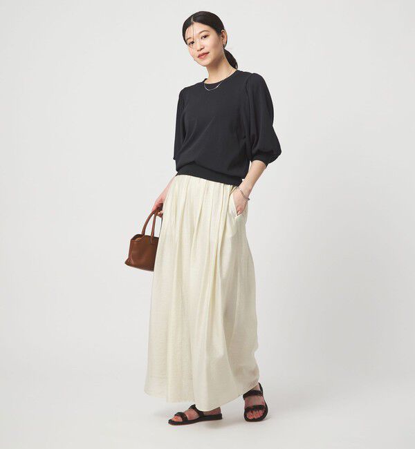 UNITED ARROWS green label relaxing「【WEB限定】＜at ease＞袖ボリューム ニット ウォッシャブル 接触冷感 UVカット 遮熱」|ニット・セーター|