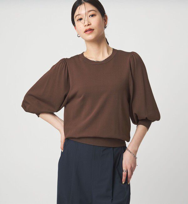 UNITED ARROWS green label relaxing「【WEB限定】＜at ease＞袖ボリューム ニット ウォッシャブル 接触冷感 UVカット 遮熱」|ニット・セーター|