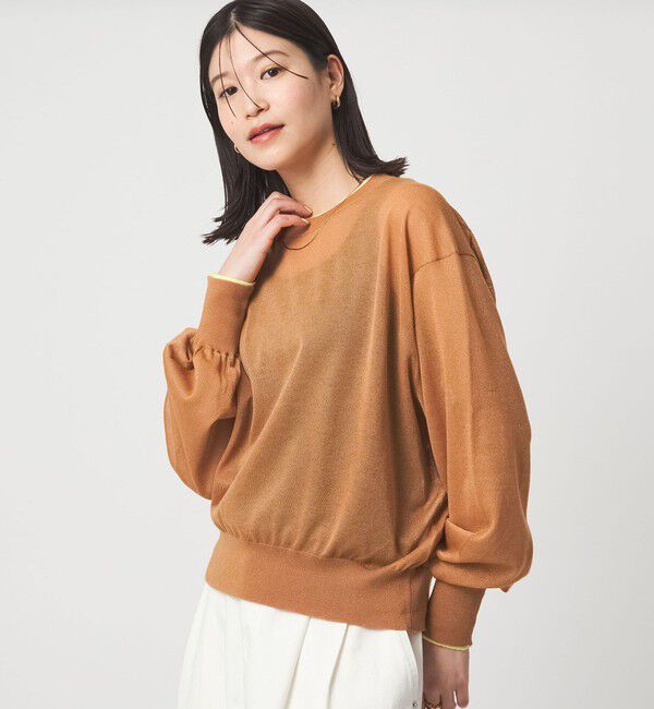 UNITED ARROWS green label relaxing「【WEB限定】＜at ease＞バイカラー シアー ニット プルオーバー」|ニット・セーター|