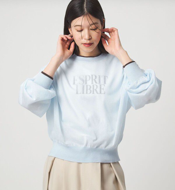 UNITED ARROWS green label relaxing「【WEB限定】＜at ease＞バイカラー シアー ニット プルオーバー」|ニット・セーター|