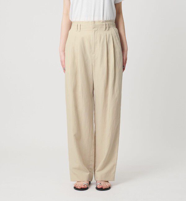 BEAUTY&YOUTH UNITED ARROWS「麻ブレンド バックゴム タック ワイドパンツ」|チノ|