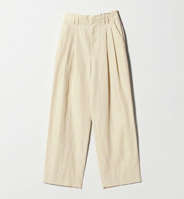 BEAUTY&YOUTH UNITED ARROWS「麻ブレンド バックゴム タック ワイドパンツ」|チノ|