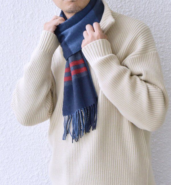 SHIPS any「SHIPS any: サープラスヤーン ウール カシミヤ チェック マフラー◇」|マフラー|ブルー