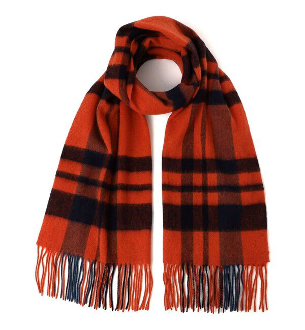 SHIPS Colors 「SHIPS Colors:〈手洗い可能〉ウール チェック ストール」|ストール|オレンジ