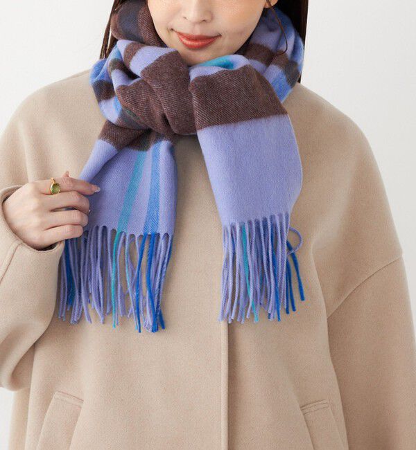 SHIPS Colors 「SHIPS Colors:〈手洗い可能〉ウール チェック ストール」|ストール|パープル