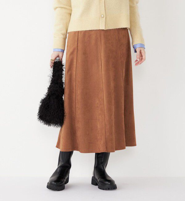 SHIPS Colors 「SHIPS Colors:〈手洗い可能〉フェイクスエード（ポリエステル）フレアスカート」|フレア|キャメル