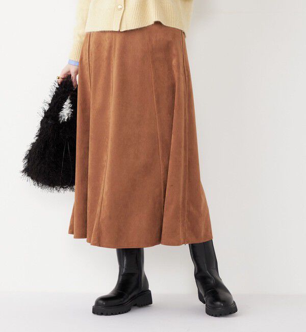 SHIPS Colors 「SHIPS Colors:〈手洗い可能〉フェイクスエード（ポリエステル）フレアスカート」|フレア|