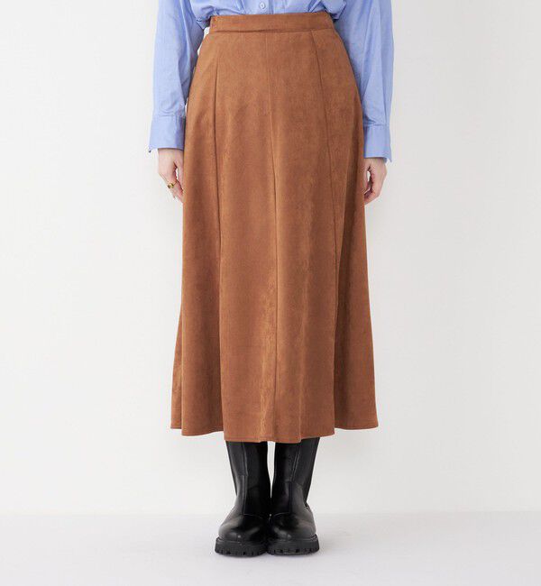 SHIPS Colors 「SHIPS Colors:〈手洗い可能〉フェイクスエード（ポリエステル）フレアスカート」|フレア|