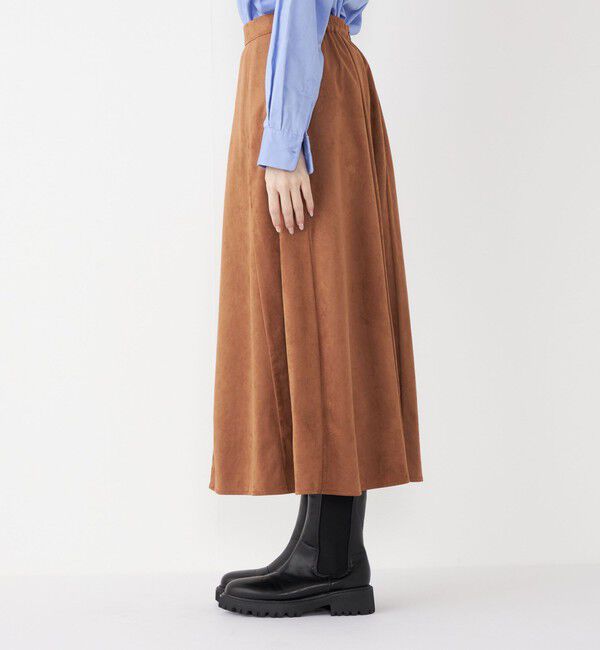 SHIPS Colors 「SHIPS Colors:〈手洗い可能〉フェイクスエード（ポリエステル）フレアスカート」|フレア|