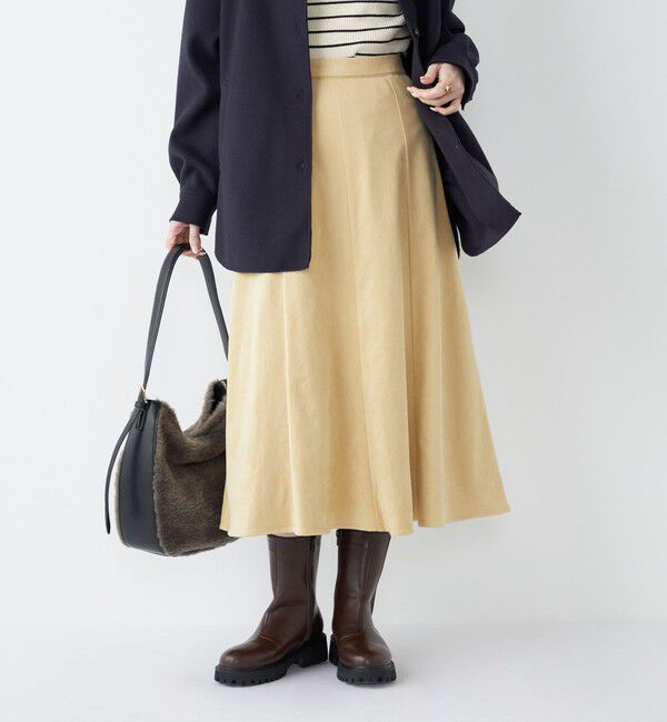 SHIPS Colors 「SHIPS Colors:〈手洗い可能〉フェイクスエード（ポリエステル）フレアスカート」|フレア|